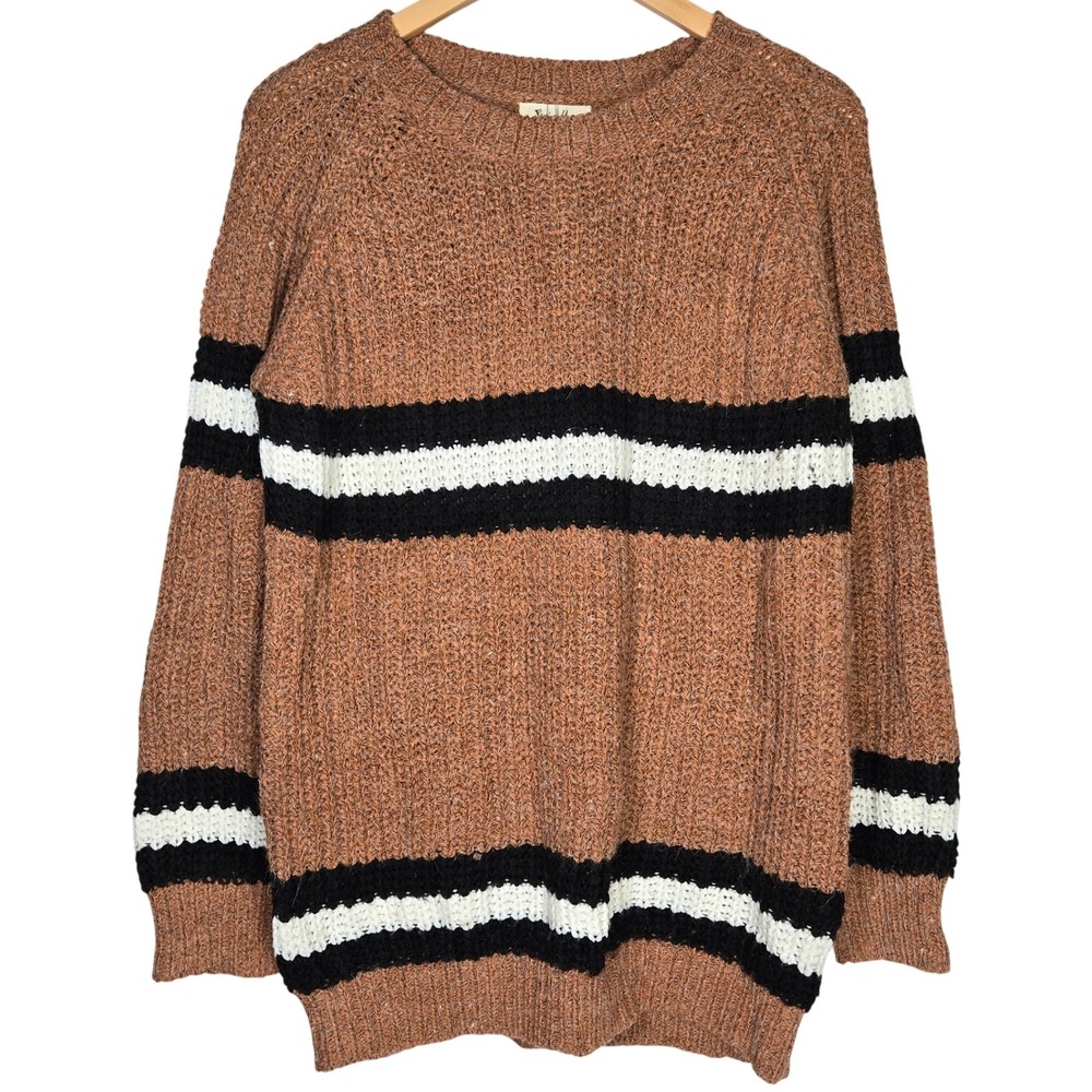 Spring Haze Los Angeles Sweater Brown Stripe Pullover Knit Acrylic‎ Blend S/M